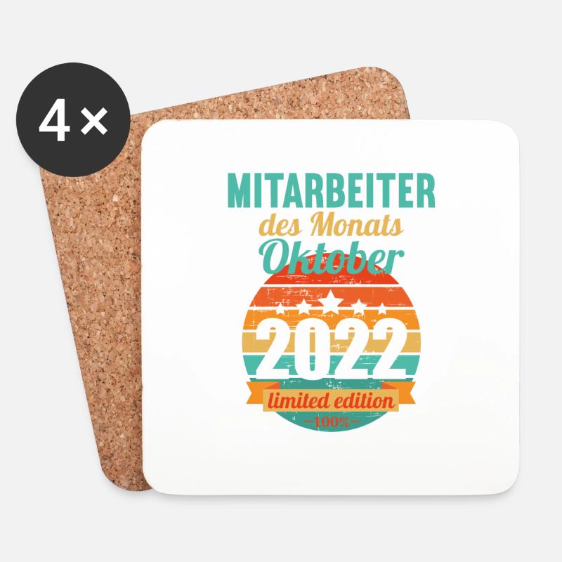 Mitarbeiter des Monats Oktober 2022 - Untersetzer (4er-Set) - Weiß