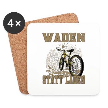 Waden statt Laden Mountainbike Mountainbiking - Untersetzer (4er-Set) - Weiß - Vorne