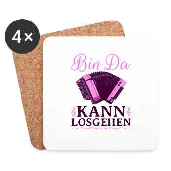 Bin Da Kann Losgehen, Steirische Harmonika - Untersetzer (4er-Set) - Weiß - Vorne