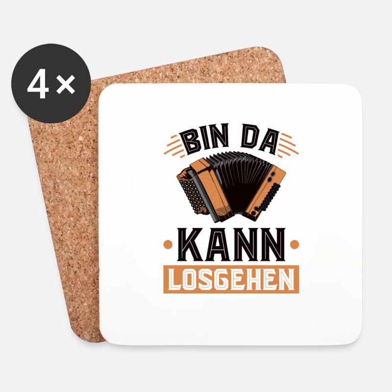 Bin Da Kann Losgehen, Steirische Harmonika - Untersetzer (4er-Set) - Weiß