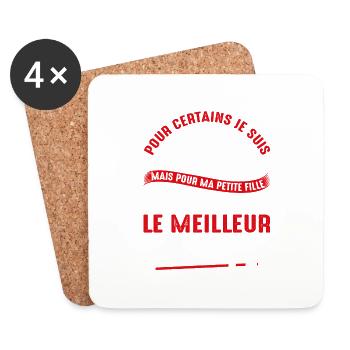 Papy Et Petite Fille Idée Cadeau Blague Fun Cool - Dessous de verre (lot de 4) - blanc - Devant
