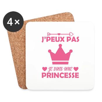 Je Peux Pas Je Suis Une Princesse Cadeau Amour - Dessous de verre (lot de 4) - blanc - Devant