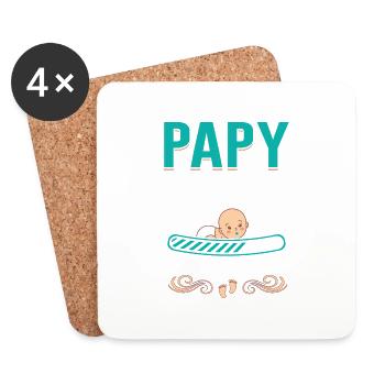 Papy En 2023 Cadeau Naissance Grossesse Humour - Dessous de verre (lot de 4) - blanc - Devant