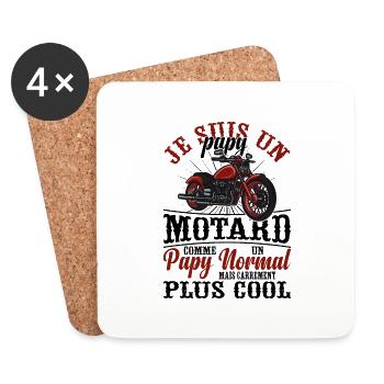 Papy Motard Moto Bike Sport Motocross Cadeau Papa - Dessous de verre (lot de 4) - blanc - Devant