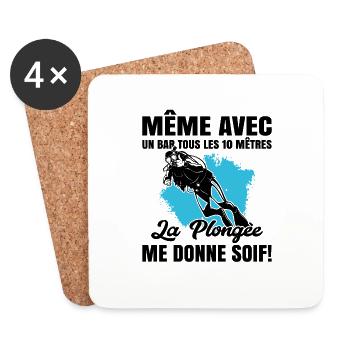 La Plongée Me Donne Soif Mer Cadeau Plongeur Apnée - Dessous de verre (lot de 4) - blanc - Devant