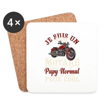 Papy Motard Moto Bike Sport Motocross Cadeau Papa - Dessous de verre (lot de 4) - blanc - Devant