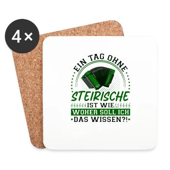 Ein Tag Ohne Steirische Harmonika, Lustiges - Untersetzer (4er-Set) - Weiß - Vorne