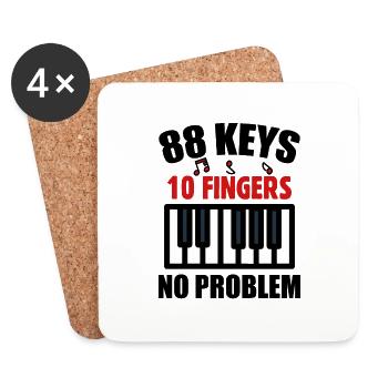 88 Touches Musique Piano Clavier Idée Cadeau Hobby - Dessous de verre (lot de 4) - blanc - Devant