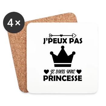 Je Peux Pas Je Suis Une Princesse Cadeau Amour - Dessous de verre (lot de 4) - blanc - Devant