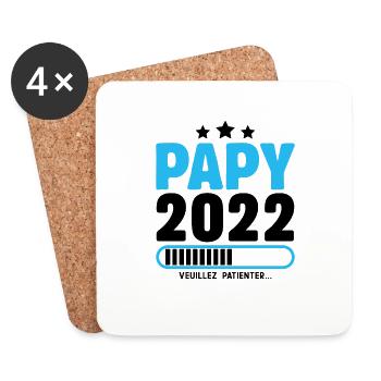 Papy 2022 Idée Cadeau Fête Des Pères Cool Annonce - Dessous de verre (lot de 4) - blanc - Devant