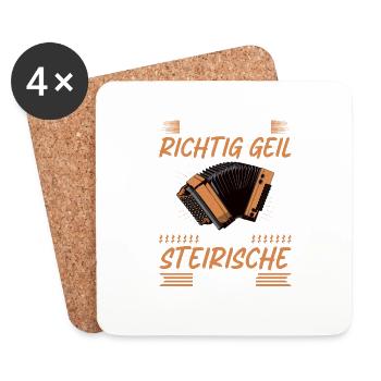Richtig Geil Wenn Steirische Harmonika Dabei Ist, - Untersetzer (4er-Set) - Weiß - Vorne