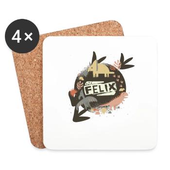 FELIX - Beautiful boy name with cute dinosaurs - Coasters (set of 4) - white - Front