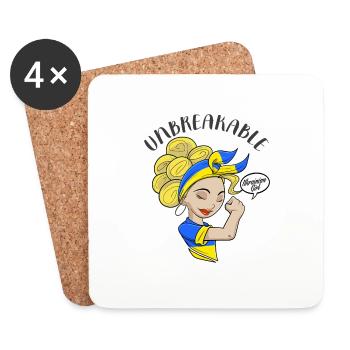 Fille ukrainienne incassable I Héritage ukrainien - Dessous de verre (lot de 4) - blanc - Devant