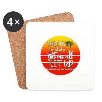 Christmas In July Got Me All Lit Up, Xmas In Julyy - Untersetzer (4er-Set) - Weiß - Vorne
