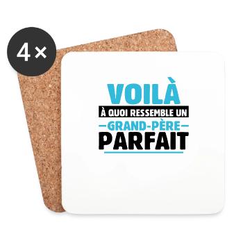 Grand-père Parfait Cadeau Fête Des Pères Papy Papi - Dessous de verre (lot de 4) - blanc - Devant