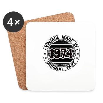 Vintage Made In 1974 Original Part Geburtstag 1974 - Untersetzer (4er-Set) - Weiß - Vorne