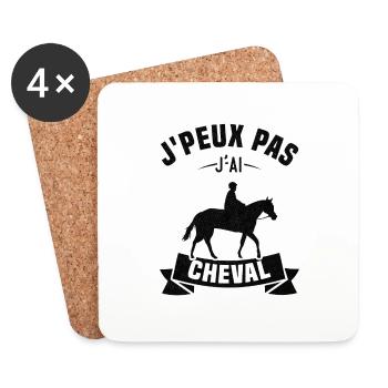 J'peux pas j'ai cheval - Dessous de verre (lot de 4) - blanc - Devant