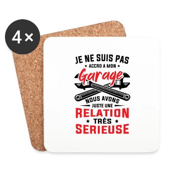 Je ne suis pas accro à mon garage cadeau mécano - Dessous de verre (lot de 4) - blanc - Devant