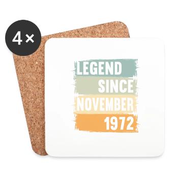 Né novembre 1972 50 ans 50s 50e anniversaire - Dessous de verre (lot de 4) - blanc - Devant