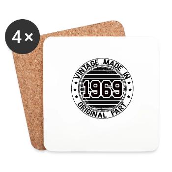 Vintage Made In 1969 Original Part Geburtstag 1969 - Untersetzer (4er-Set) - Weiß - Vorne