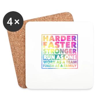 Harder Faster Run Stronger Work Team Goal - Coasters (set of 4) - white - Front