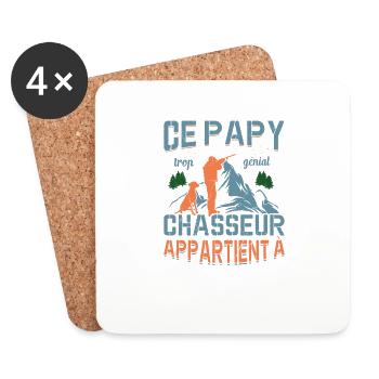 Ce Papy Trop Génial Chasseur Appartient À [NOM] - Dessous de verre (lot de 4) - blanc - Devant