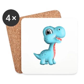 Niedlicher Dino Kleidung für Kinder & Neugeborene - Untersetzer (4er-Set) - Weiß - Vorne