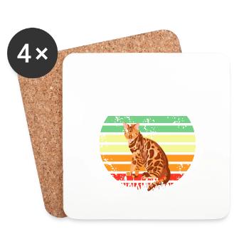 Retro Vintage Bengal T-Shirt Cat Lover Designs - Untersetzer (4er-Set) - Weiß - Vorne