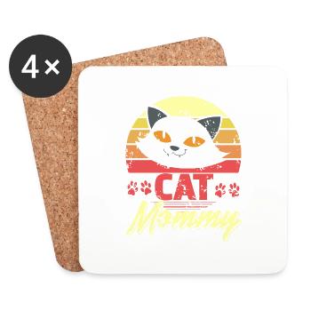 Cat Mommy Cute Cat Lover T-Shirt Present Gift - Coasters (set of 4) - white - Front