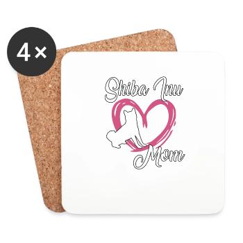 Shiba Inu Mom Dog Owner Motif Cute Shiba Inu - Coasters (set of 4) - white - Front