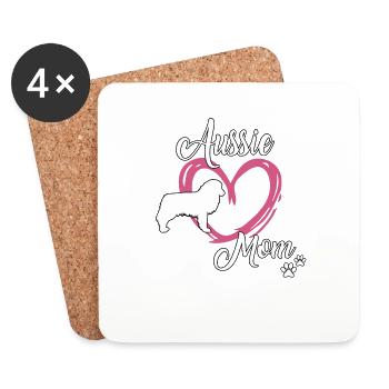 Aussie Mom Dog Owner Cute Australian Shepherd - Coasters (set of 4) - white - Front