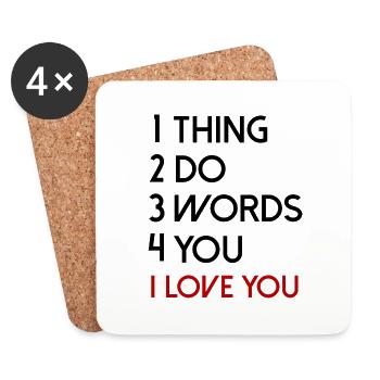 citations d’amour disant police d’amour de la Saint-Valentin - Dessous de verre (lot de 4) - blanc - Devant