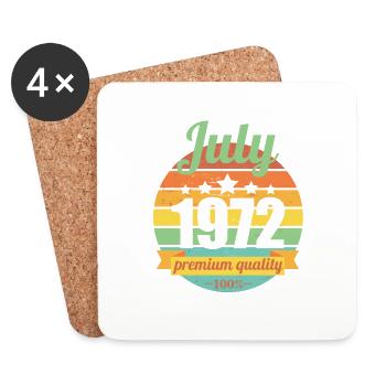 Né en juillet 1972 50 ans 50s 50e anniversaire - Dessous de verre (lot de 4) - blanc - Devant