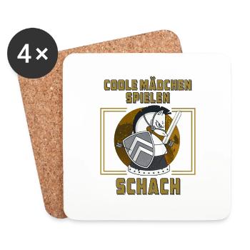 COOLE MÄDCHEN SPIELEN SCHACH - Untersetzer (4er-Set) - Weiß - Vorne