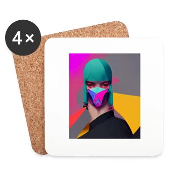 Woman with mask - Coasters (set of 4) - white - Front