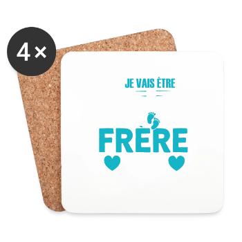 Grand-frère 2022 Idée Cadeau De Grossesse Big Bro - Dessous de verre (lot de 4) - blanc - Devant
