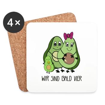 Wir sind bald vier 4 Avocado - Ankündigung - Untersetzer (4er-Set) - Weiß - Vorne
