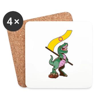 Drapeau LGBTQ - Dinosaure intersexuel - Dessous de verre (lot de 4) - blanc - Devant