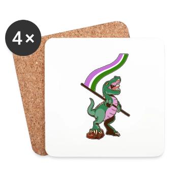 Drapeau LGBTQ - Dinosaur Genderqueer - Dessous de verre (lot de 4) - blanc - Devant