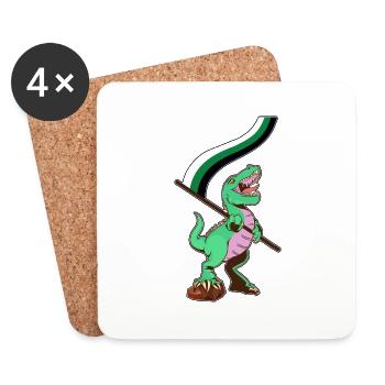 Drapeau LGBTQ - Dinosaur Neutrois - Dessous de verre (lot de 4) - blanc - Devant