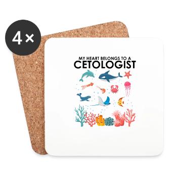 Heart belongs cetologist cetologist marine biologist - Coasters (set of 4) - white - Front