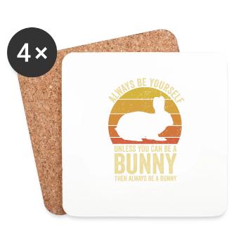 Always Be Yourself Rabbit Retro Vintage 70's Fun - Coasters (set of 4) - white - Front