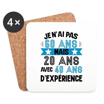Cadeau anniversaire 60 ans rigolo homme - Dessous de verre (lot de 4) - blanc - Devant
