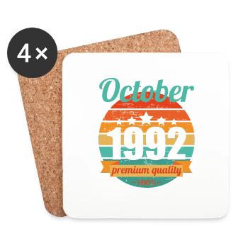 Né en octobre 1992 30 ans 30s 30e anniversaire - Dessous de verre (lot de 4) - blanc - Devant