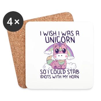 Fun sarcastic unicorn pastel goth creepy halloween - Coasters (set of 4) - white - Front