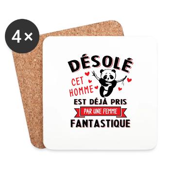 Cet Homme est déjà Pris par Une Femme Fantastique - Dessous de verre (lot de 4) - blanc - Devant