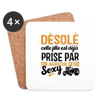 Désolé Cette Fille Prise par un Agriculteur Sexy - Dessous de verre (lot de 4) - blanc - Devant