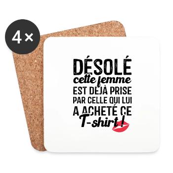 Cette femme est déjà prise par cet homme - Dessous de verre (lot de 4) - blanc - Devant