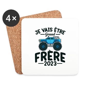 Je Vais Être Grand Frère 2023 Idée Cadeau Amour - Dessous de verre (lot de 4) - blanc - Devant