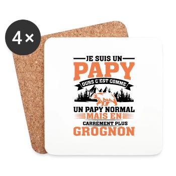 Papy Ours Plus Grognon Anniversaire Noël Cadeau - Dessous de verre (lot de 4) - blanc - Devant
